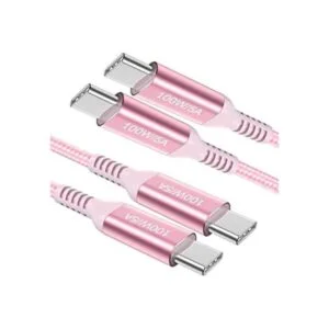 Awnuwuy Cable USB C a USB C de 100 W color rosa 10 pies_1