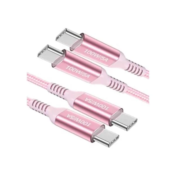 Awnuwuy Cable USB C a USB C de 100 W color rosa 10 pies_1