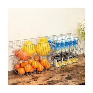 SANNO Cestas de alambre apilables para almacenamiento y