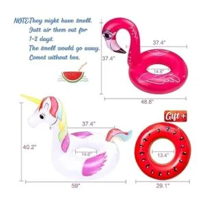 Juego de 3 flotadores de piscina para adultos unicornio_5