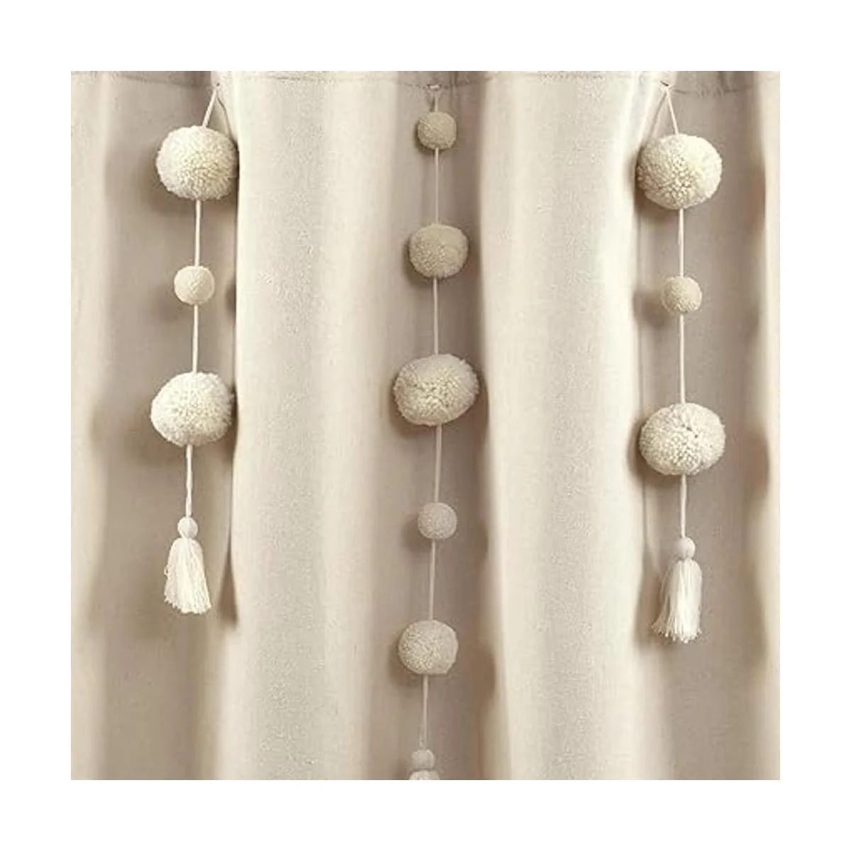 Lush Decor Cortina de ducha con borlas estilo bohemio 72_5