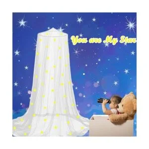 Toldo de cama con estrellas que brilla en la oscuridad_3