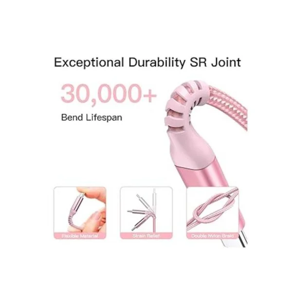 Awnuwuy Cable USB C a USB C de 100 W color rosa 10 pies_3