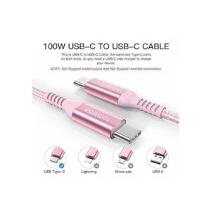 Awnuwuy Cable USB C a USB C de 100 W color rosa 10 pies_4