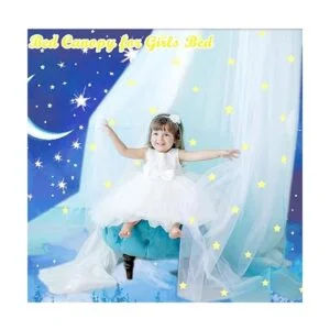 Toldo de cama con estrellas que brilla en la oscuridad_2