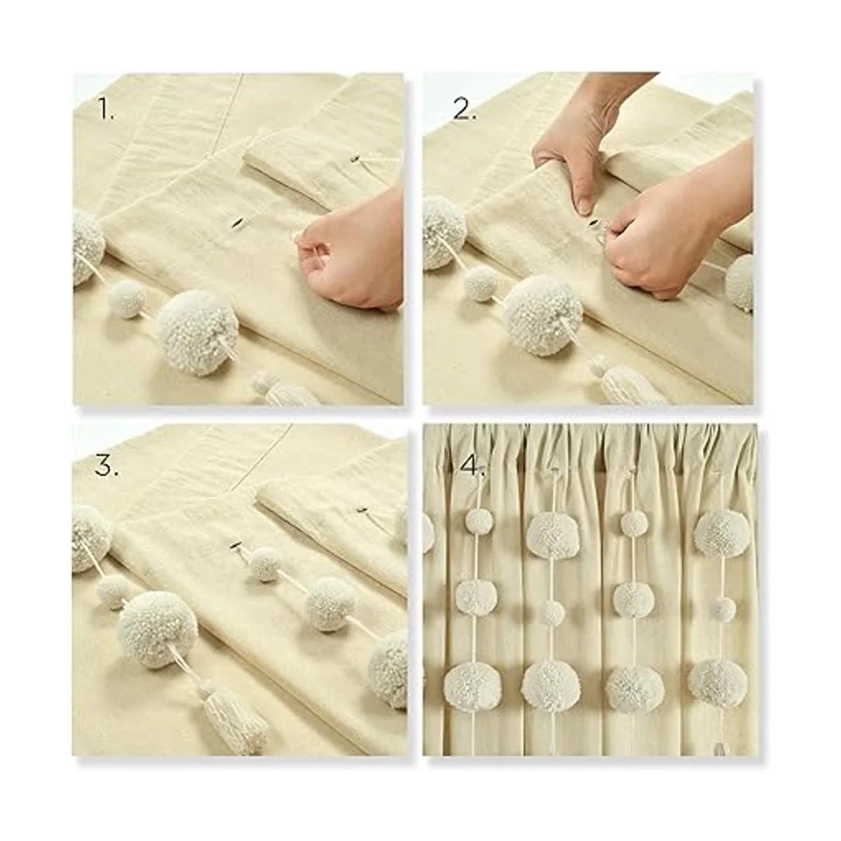 Lush Decor Cortina de ducha con borlas estilo bohemio 72_2