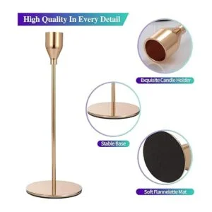 Anndason Juego de 6 portavelas de color dorado con forma