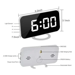 Reloj despertador digital relojes electrónicos con espejo_4