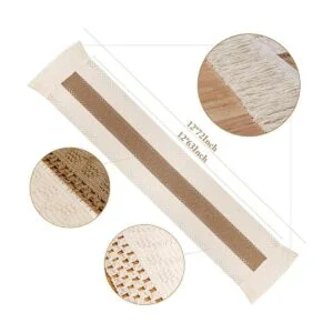 OurWarm Camino de mesa de macramé de arpillera natural_4