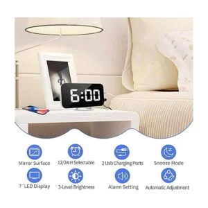 Reloj despertador digital relojes electrónicos con espejo_2