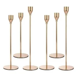 Anndason Juego de 6 portavelas de color dorado con forma