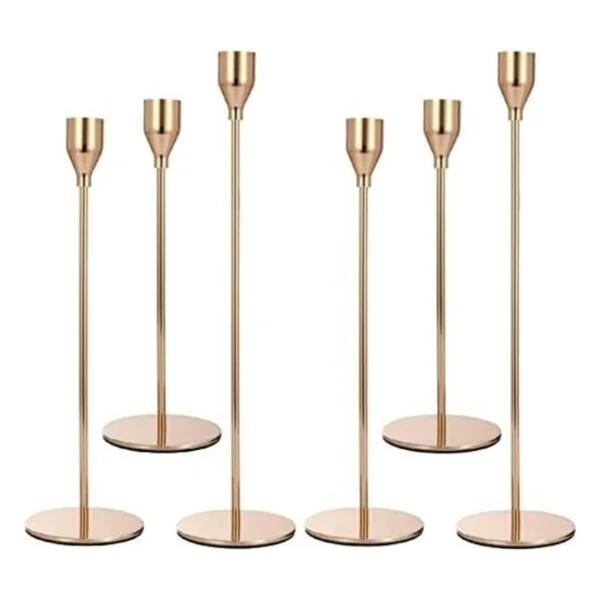 Anndason Juego de 6 portavelas de color dorado con forma