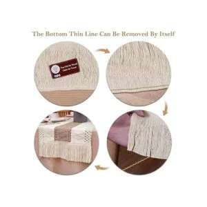 OurWarm Camino de mesa de macramé estilo granja estilo