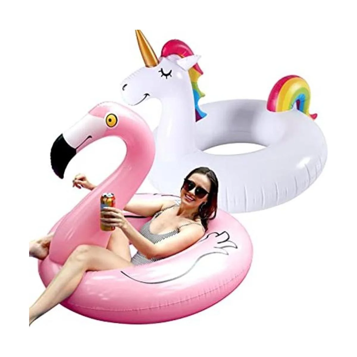FindUWill 2 Pack 42 Inflatable Pool Floats Flamingo_1