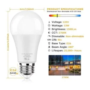 Bombillas LED equivalentes a 100 W 1500 lúmenes A19 de_4