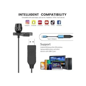 Micrófono USB Lavalier micrófono de solapa para_3