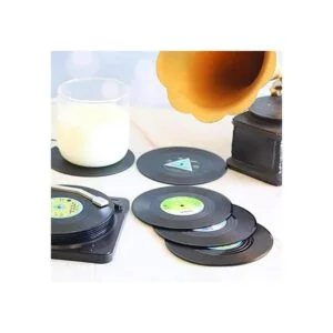 Divertidos posavasos de vinilo retro para bebidas con