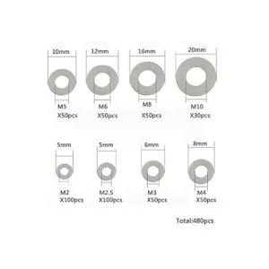 Juego de 480 arandelas planas de nailon blanco para_3