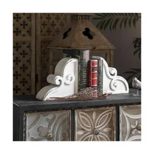 1 par de sujetalibros decorativos de color blanco