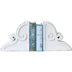1 par de sujetalibros decorativos de color blanco