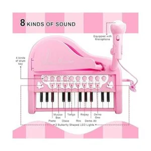 LoveMini Juguetes de piano rosa para niñas de 1 año_3