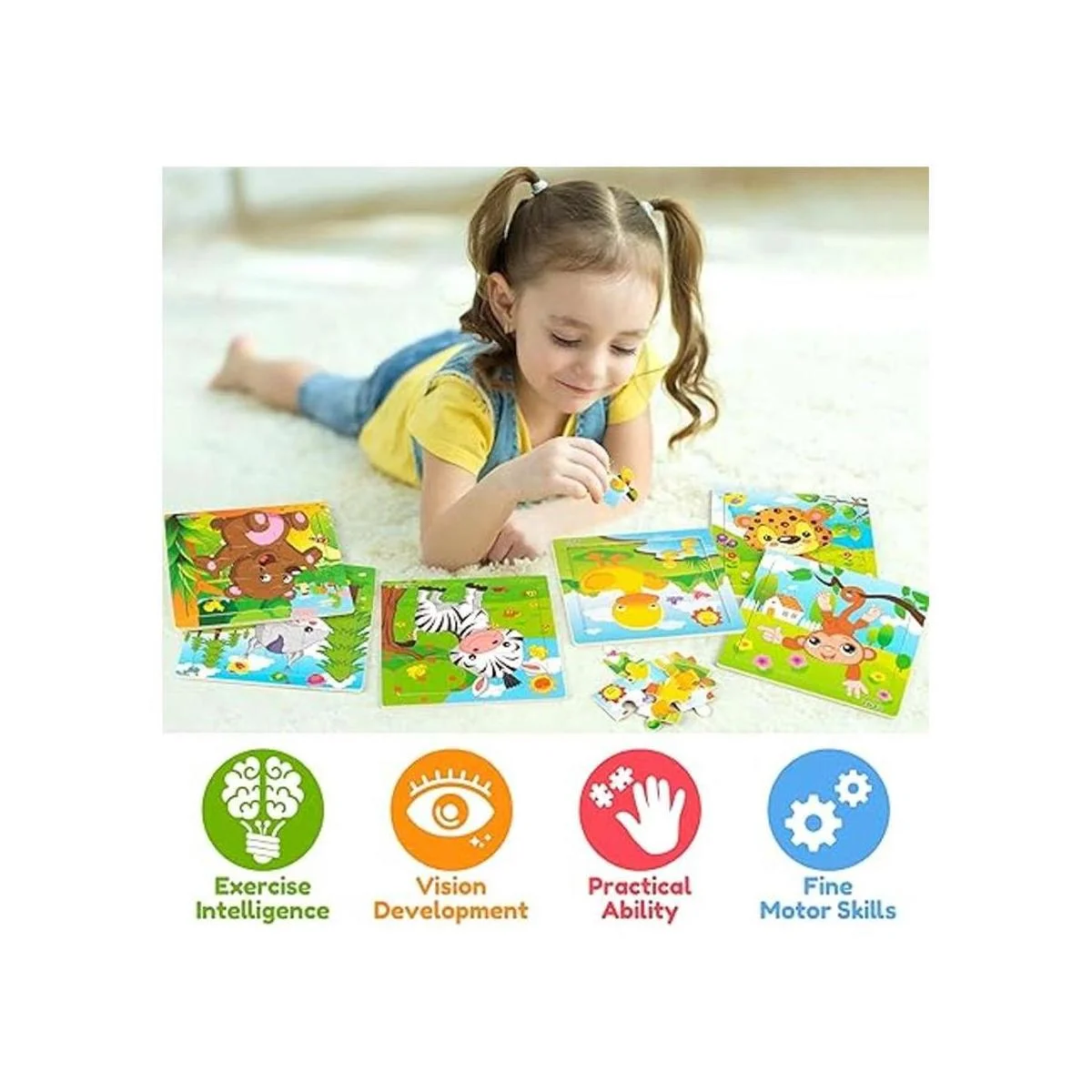 SYNARRY Paquete de 6 rompecabezas de madera para niños de_2