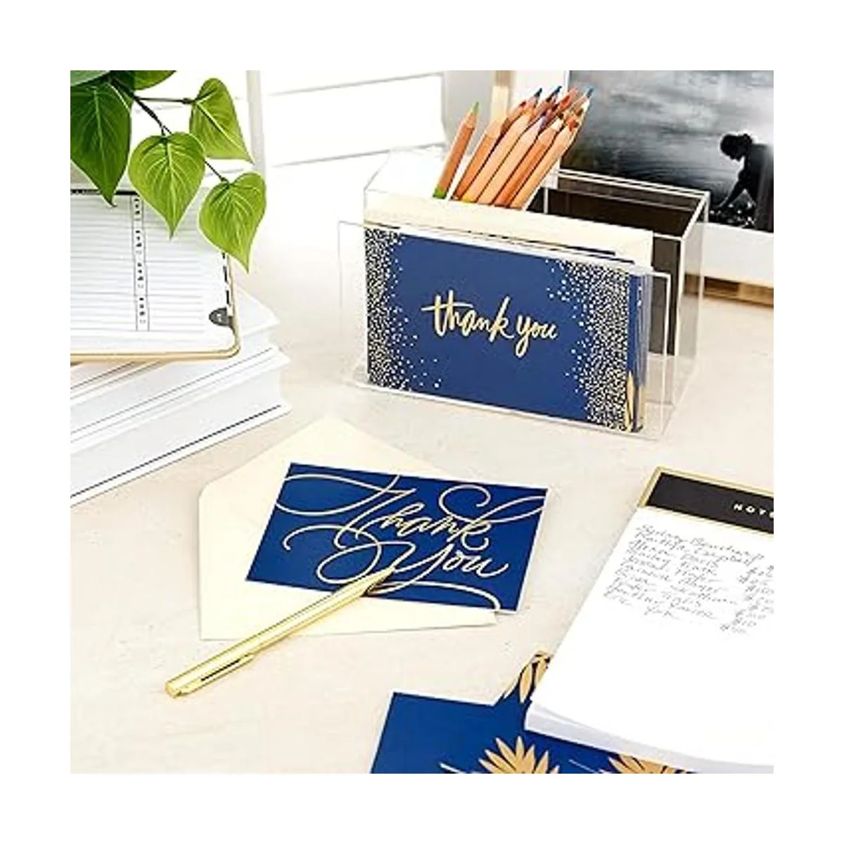 Hallmark Surtido de tarjetas de agradecimiento oro y azul_2