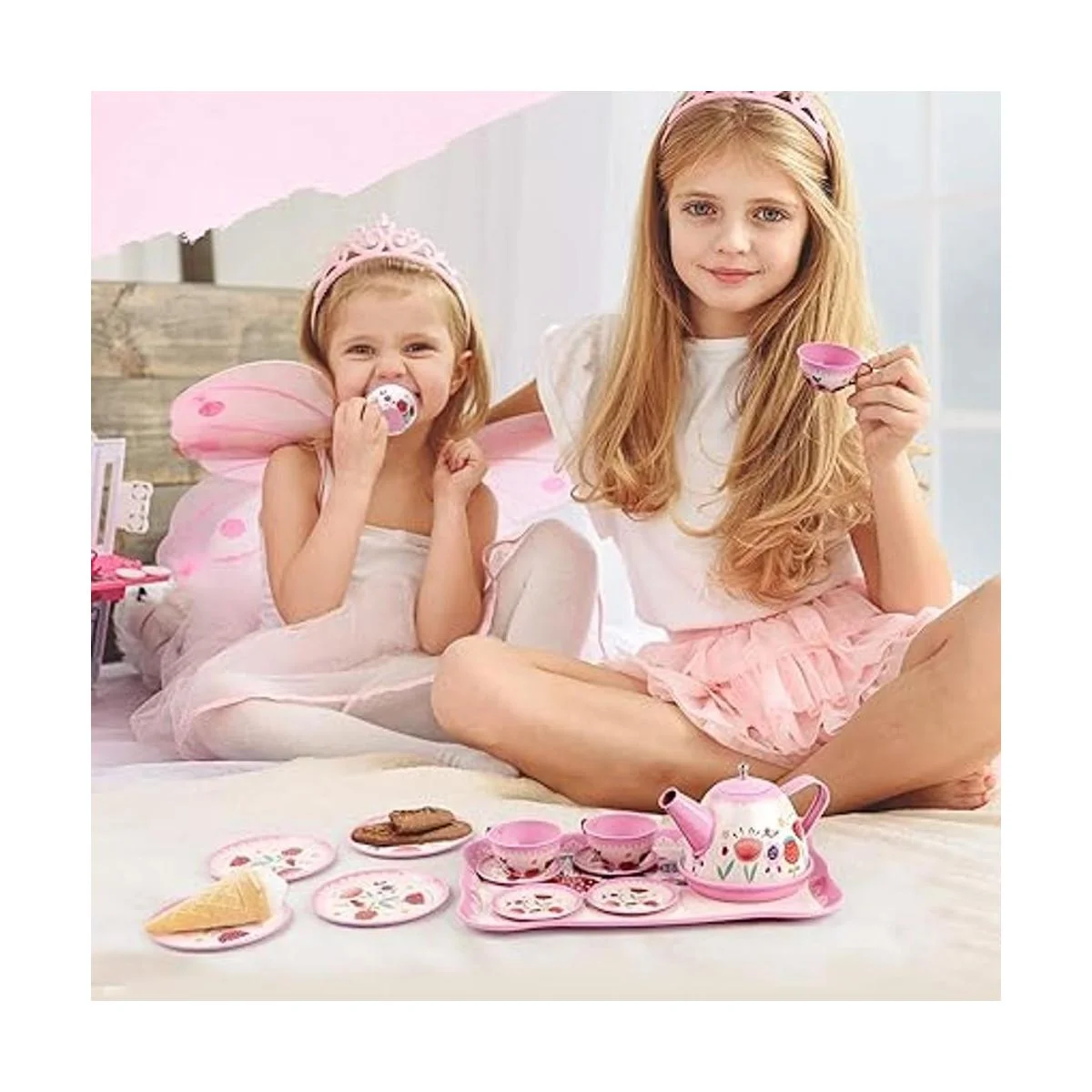 DFantiX Juego de té para niños pequeños 15 piezas de té_5