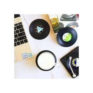 Divertidos posavasos de vinilo retro para bebidas con