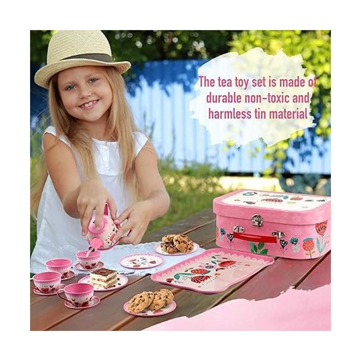 DFantiX Juego de té para niños pequeños 15 piezas de té_6