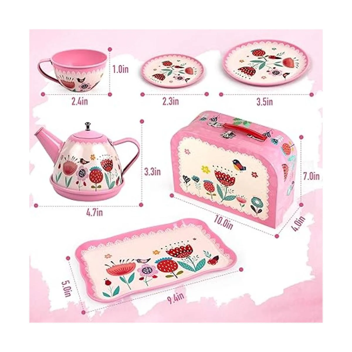 DFantiX Juego de té para niños pequeños 15 piezas de té_4