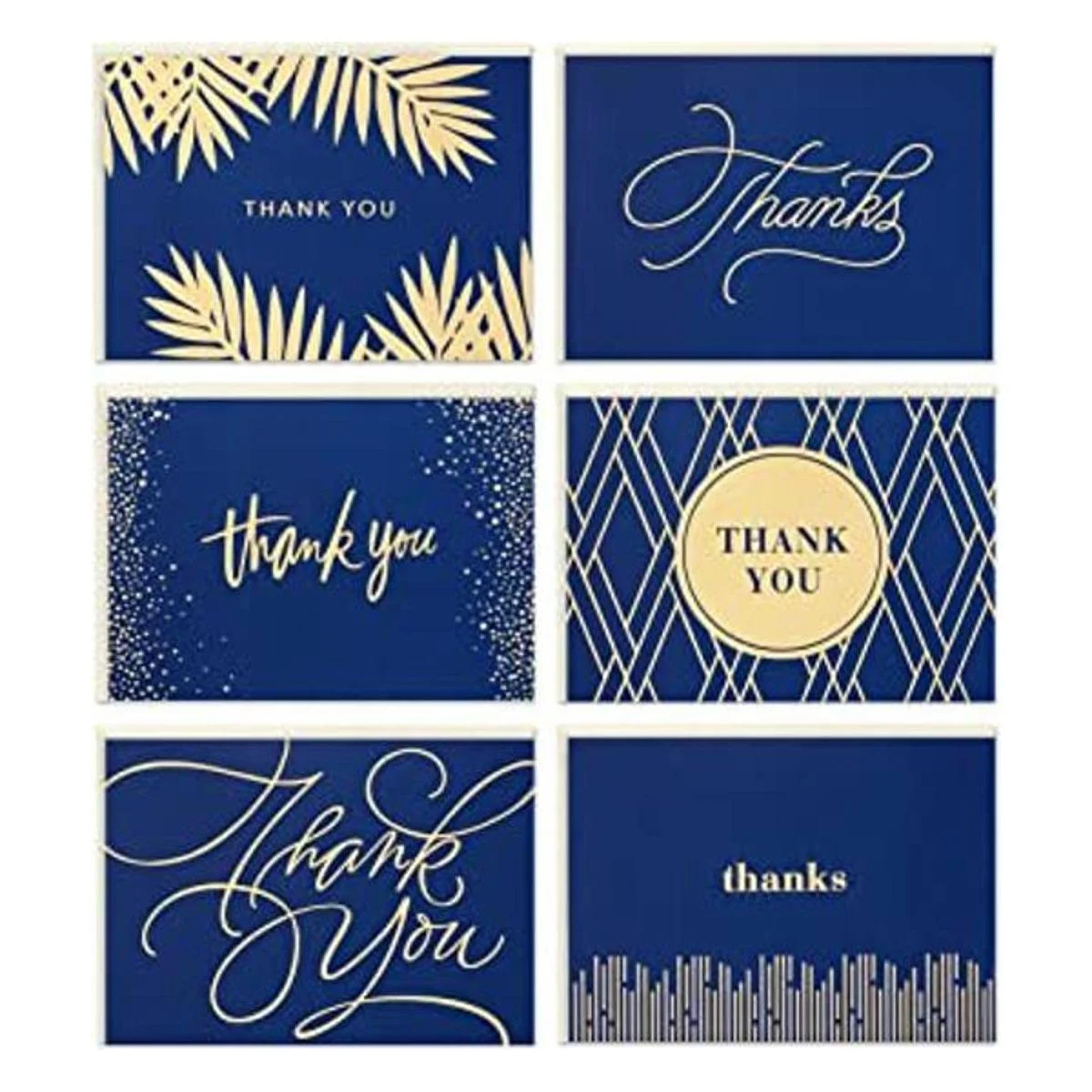 Hallmark Surtido de tarjetas de agradecimiento oro y azul_1