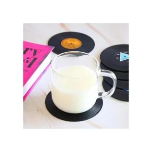 Divertidos posavasos de vinilo retro para bebidas con
