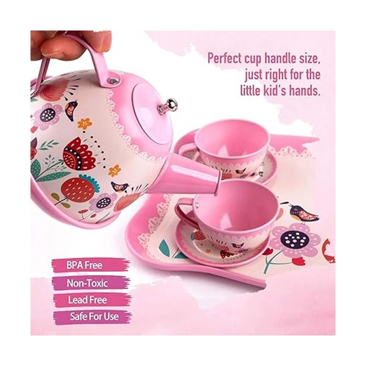 DFantiX Juego de té para niños pequeños 15 piezas de té_3