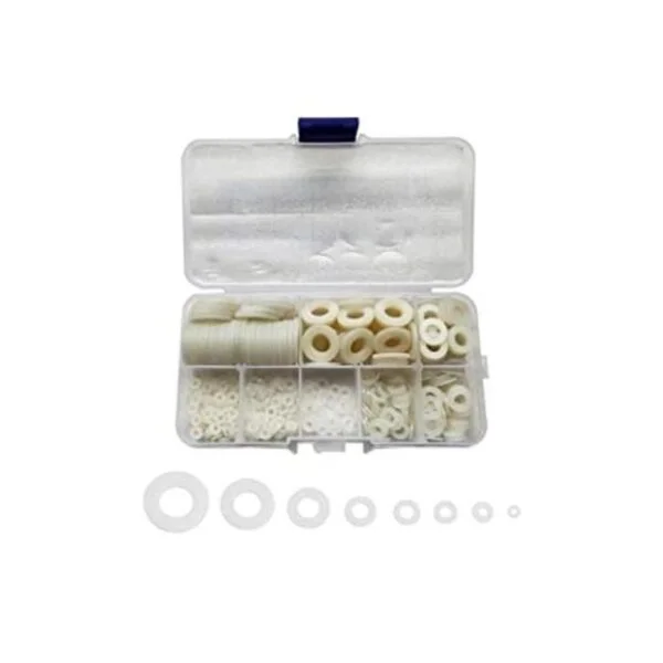 Juego de 480 arandelas planas de nailon blanco para_1