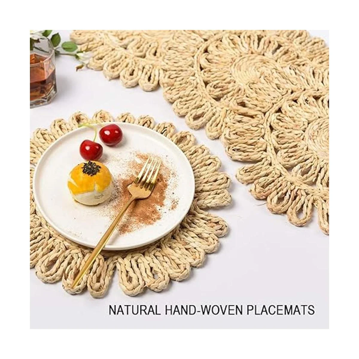 IcosaMro Manteles individuales redondos tejidos para mesa_2