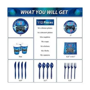 DECORLIFE Suministros de fiesta de videojuegos que sirven_2