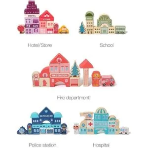 MODERNGENIC Juego de 181 bloques de construcción de madera_3