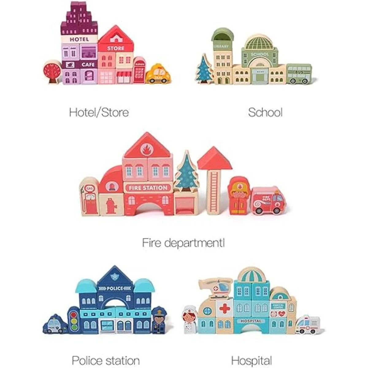 MODERNGENIC Juego de 181 bloques de construcción de madera_3