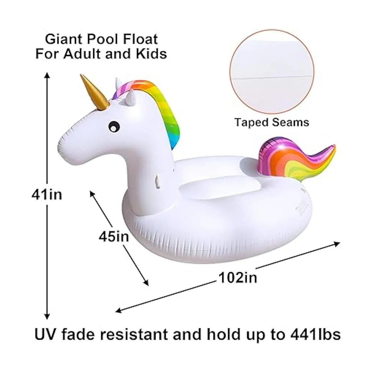 TURNMEON Flotador inflable de unicornio enorme para_3