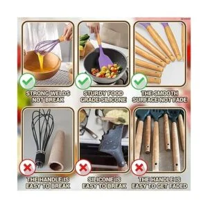 Juego de 12 utensilios de cocina de silicona con soporte