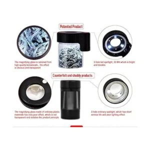 Tarro de visualización de lupa con luz LED tarro de