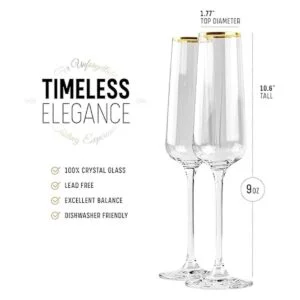 Copas de regalo de champán con borde dorado Juego de 2_5