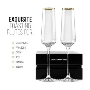 Copas de regalo de champán con borde dorado Juego de 2_4