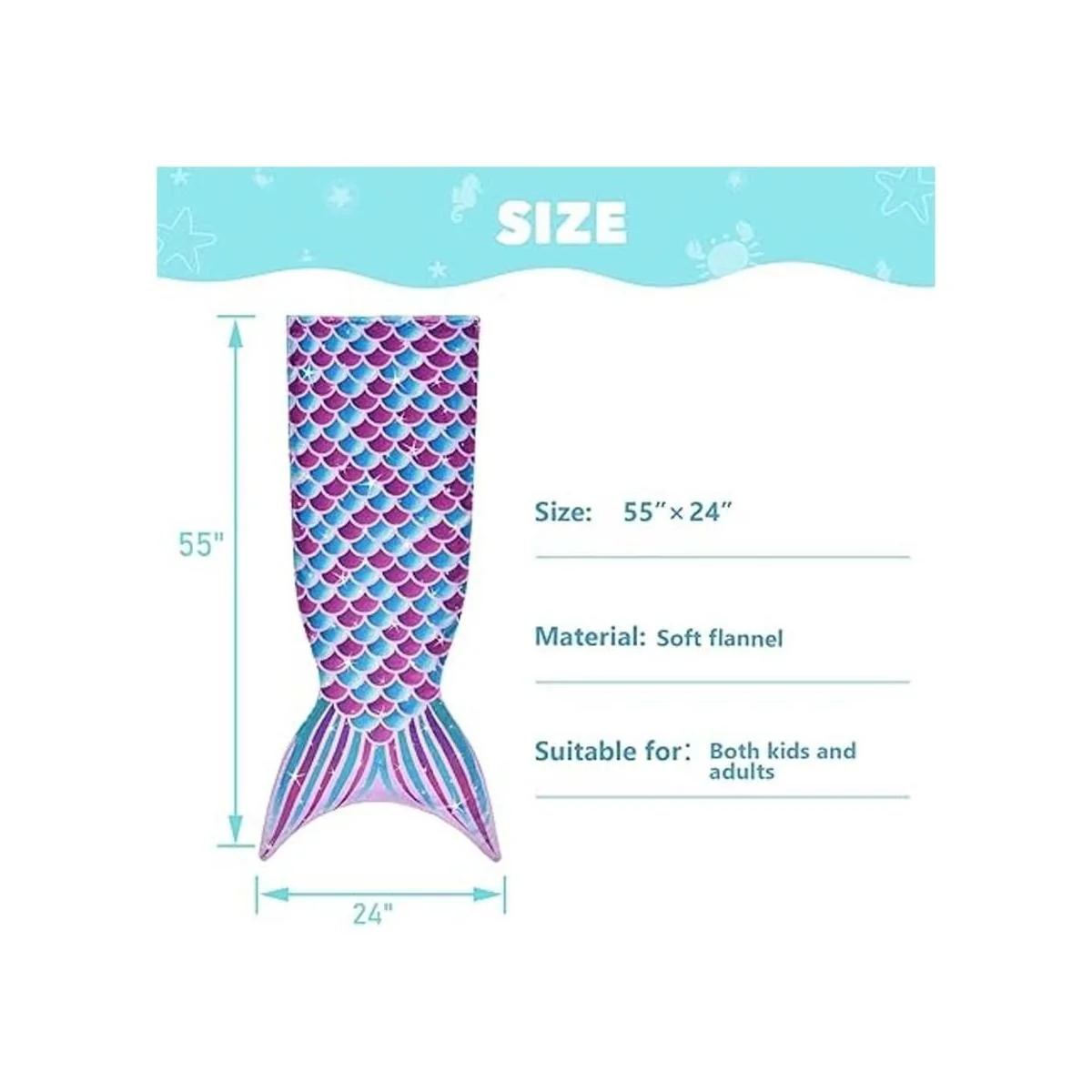 Manta de cola de sirena manta de felpa de sirena para