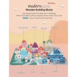 MODERNGENIC Juego de 181 bloques de construcción de madera_2