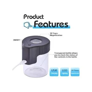 Tarro de visualización de lupa con luz LED tarro de