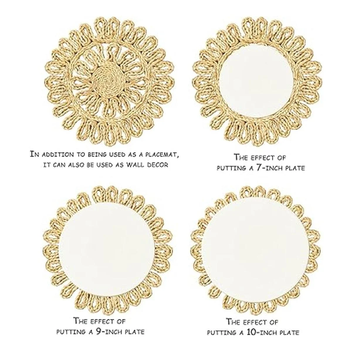 IcosaMro Manteles individuales redondos tejidos para mesa_3