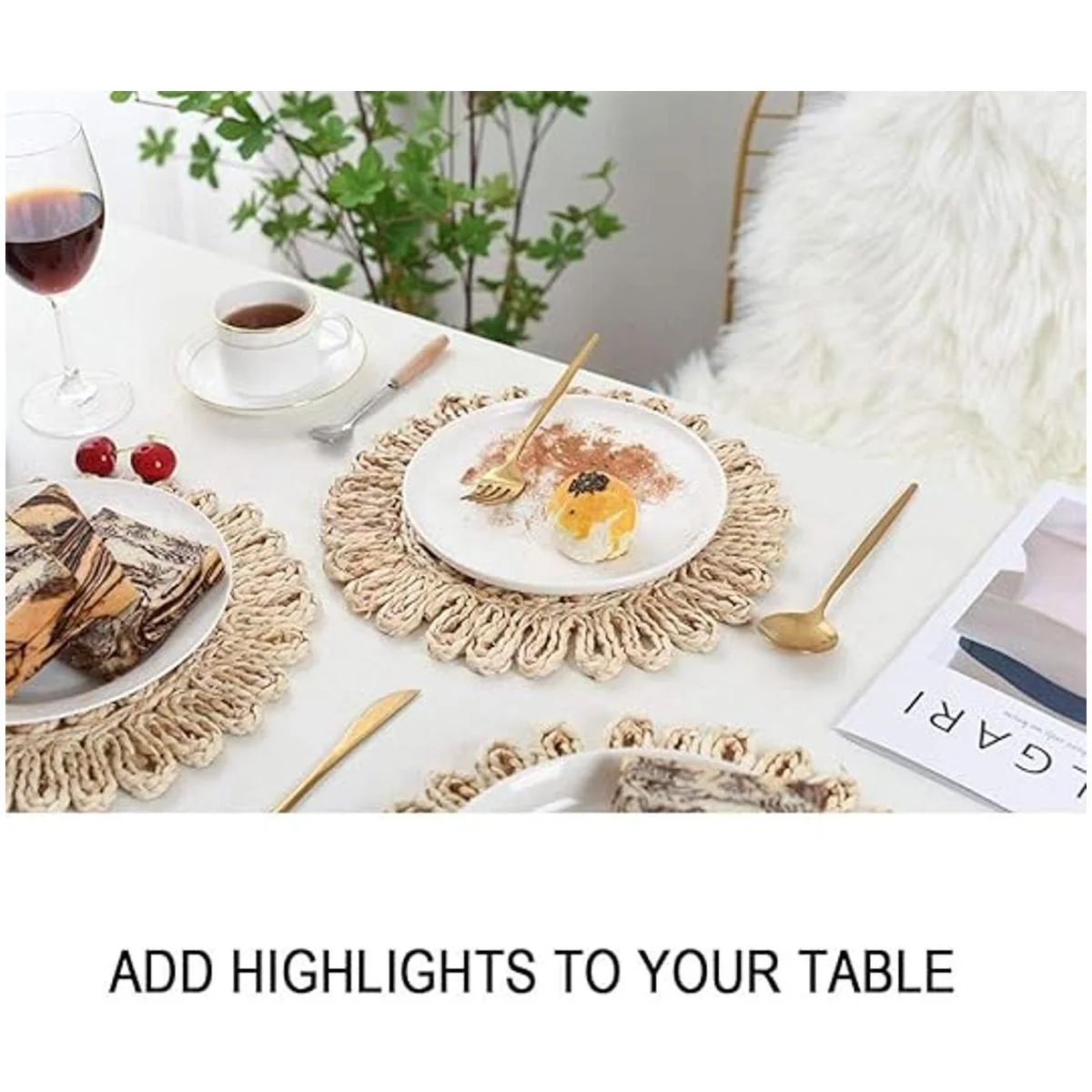 IcosaMro Manteles individuales redondos tejidos para mesa_6