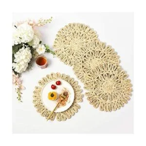 IcosaMro Manteles individuales redondos tejidos para mesa_1